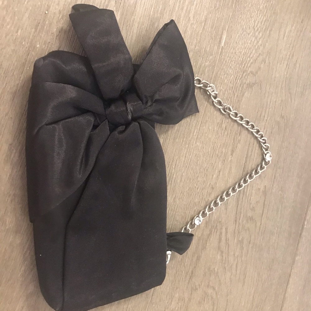 WHBM black satin purse. Like new.